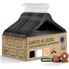 Blumtal Set di 30 Grucce in Legno Nero - Gancio Rotante a 360° in Metallo, Protezione Antitarme in Cedro, Strato Antiscivolo e Intagli per Spalle