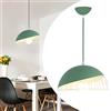 Mengjay Trade E27 Semplice Moderno Illuminazione a Sospensione Battuto lampadario in ferro Lampada Sospensione in Metallo Creativo Luci a Sospensione Regolabili Lampadari per Sale da Pranzo(Verde)