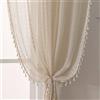 WAZZIO Tende bohémien, 2 pannelli, in pizzo, lunghezza 160 cm, con tasca per asta, semitrasparenti, graziose nappe, in cotone, stile rustico, vintage, rustico, per camera da letto, soggiorno, sala da