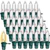 Mudder 120 mini lampadine di ricambio natalizie con base verde per albero di Natale a incandescenza, lampadine di ricambio per decorazioni natalizie per interni ed esterni (bianco caldo, 6 V x 0,08 A)