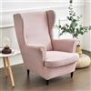 ABZDUNG 2-Pezzi Copripoltrona con Orecchie Elasticizzato, Tinta unita jacquard Addensare Strandmon Copridivano da 1 Posto con Fodera per Cuscino, Lavabile, per Soggiorno Camera(Rosa)