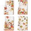 Arquiel Strofinacci Da Cucina Cotone Set Di 4, Panni Da Cucina In 100% Cotone Multiuso Morbidi E Assorbenti Strofinacci Canovaccio Cucina Strofinacci Da Bar(48 x 70CM, Foglia D'Acero Scoiattolo)