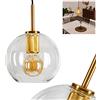 hofstein Lampada a sospensione Karo, lampada a sospensione retrò in metallo color oro e paralume in vetro trasparente, plafoniera rotonda a 1 luci, 1 x E27, altezza 126 cm (regolabile),senza lampadina/e