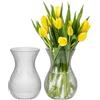 KONZEPT Vaso per fiori in vetro, altezza 18 cm, diametro 11 cm, set da 2 pezzi, trasparente, lavabile in lavastoviglie, piccolo vaso per decorazione da tavolo per matrimoni e feste