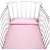 baby idea Babysanity Piumino Lettino Neonato Ricamato Completo Federa e Copripiumino e Lenzuolino con Angoli Sfoderabile Senza Paracolpi Lettino - Made in Italy- (Stellina Rosa)
