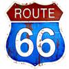 DiiliHiiri Cartello Metallo Route 66 - 32x29 cm Originale Poster Retro American Retro Sign per Bar Pub Caffetteria Garage e Officina Decorazione Targa Vintage anni '50 (9542-3)