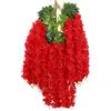 HAOSHICS 12 Pezzi Fiori Artificiali di Glicine Pendenti Fiori Finti Vite di Glicine Fiori di Seta Finto Cordone di Glicine per Arco Esterno Matrimonio Festa Casa Giardino Decorazione (Rosso)