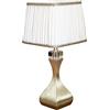 Generico LUCECLASS - C565 Lampada da comodino classica artigianale elegante in ottone spazzolato e cristallo, con paralume in misto seta plissettato avorio, per camera da letto, soggiorno, corridoio, hotel.