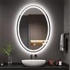 Dripex Specchio da bagno con illuminazione 50 x 70 cmOvale Antifog Specchio Led con 3 Temperature Colore e Dimmerabile Luce Specchio Bagno