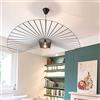 Ds UUby AIBAB Retro Lampada A Sospensione Vertigo Lampadario,fibra Di Vetro + Cappello Di Stoffa In Fibra Design Moderno Salotto Cucina Bagno Illuminazione Decorativa, E27 Black 120cm