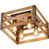 Trio Leuchten Trio, Plafoniera, Khan 4xE27, max.28,0 W Legno naturale, color legno, Finitura: Metallo, nichel antico L:40,0cm, L:40,0cm, A:20,0cm IP20,Senza illuminante