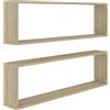 vidaXL Mensole Parete a Cubo 2pz Rovere Sonoma 100x15x30cm Multistrato