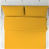 Corredocasa Completo Letto Set Lenzuola in Puro Cotone 100% Singolo Tinta Unita Made in Italy Lenzuola sopra, Lenzuolo sotto e 1 Federa - Biancheria da Letto, (Una Piazza Giallo)