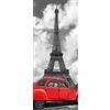 A.Monamour Adesivo Porta Autoadesiva Una Macchina Rossa Davanti Alla Torre Eiffel A Parigi Francia Vinile PVC Adesivi per Porte Interne 3D Pellicola Adesiva Poster Sticker Murale Parete