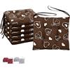 VIRSUS Set 6 Cuscini per Sedie a 4 Punti con Lacci 022, Misura 40x40 cm, Coprisedia da cucina, Imbottitura Poliestere e Rivestimento Cotone e Poliestere, Made in Italy (Marrone con Cuori)