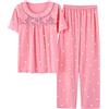 STJDM Camicia da Notte, Set Pigiama Estivo con Stampa Floreale da Donna Plus Size, Cotone, Manica Corta, O-Collo, Femminile XXXL TM918