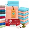 Betz 10 guanti da bagno manopola Palermo 100% cotone misure 16 x 21 cm colore turchese e albicocca
