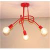 iDEGU 3 Luci Lampadario a Sospensione Retrò Lampada da Soffitto Industriale Paralume in Metallo E27 Lampada a Sospensione Moderna Plafoniera per Soggiorno, Camera da Letto (senza lampadine) (Rossa)
