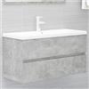 Gecheer Mobile da Bagno con Lavabo Integrato, Mobile Sottolavabo con Cassetto 90x38,5x45 cm in Legno Multistrato Grigio Cemento e Lavabo in Ceramica Bianca 91x39x18 cm con Rubinetto e Troppopieno, for Bagno e