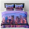 INTRECCI Copripiumino in Cotone Sogni d'Oro, Parure Copri Piumino con Federe Set Sacco Piumone Disponibile in più Fantasie (Set Sacco Singolo + 1 Federa, Dis. 71 Città e Tramonto)