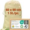 WIESEN.design Laundry bag - 280 g/m² cotone Heavy Duty certificato Oeko-Tex per applicazioni durevoli e professionali, 60 x 90 cm - 1 sacco per la biancheria, sacchetto di cotone con coulisse
