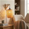 B·LED BARCELONA LED BARCELONA LED Applique da parete in stile giapponese con paralume in vimini e struttura in legno, lampada sospesa artigianale per camera da letto, ufficio, sala da pranzo, caffè, ingresso, moderno