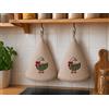 Corredocasa Set 2 Strofinacci Cucina Spugna 70cm, 100% Made in Italy - Canovacci da Cucina di Alta qualità e Massima Asciugatura con Comodo Appendino - Set di Stracci Rotondi (Panna Oca)