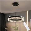 maolo Lampadario LED Sospeso Ø50cm con Cristalli - Dimmerabile, Luce Regolabile 3000K-6400K, Telecomando Incluso, Altezza Regolabile, Design Moderno per Soggiorno, Sala da Pranzo, Camera da Letto (Nero)