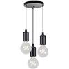 ChaoZan lampada a sospensione vintage 3 fiamme plafoniera, regolabile in altezza, lampada a sospensione retrò nera, lampada da cucina, lampade da ristorante, sala da pranzo,caffè, bar, studio,E27
