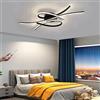WJYCYN Plafoniera LED Dimmerabile Lampada da soffitto Nero 40W Moderna soggiorno con telecomando Design creativo Illuminazione lampadario in metallo acrilico per soggiorno camera da letto sala da pranzo 80cm