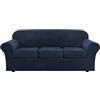 BXFUL Copridivano in Velluto con Cuscini Separati - Coperture Elastiche Ultra Morbide, Protezione Anti Graffio per Animali e Bambini, Fodere Eleganti per Divani (Blu Marino,3 Posti)