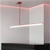 TAOEZXK 48W Dimmerabile Moderno LED Lampadario a Sospensione con Telecomando, Tavolo da Pranzo Lineare Design Cucina Lampada a Sospensione per Sala da Pranzo Soggiorno Ufficio Camera da letto (Rosso, 80cm)