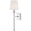 OOWOKS Elegante Lampada a Muro in Metallo Cromato Lampada da Salotto, Applique da Parete Classica Lampada da Comodino Camera da Letto con Paralume in Tessuto Bianco, E27 Luce Speculare per Bagno Corridoio