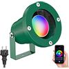 ledscom.de Faretto da giardino DUK per uso esterno, IP65, spina, verde, incl. Smart Home RGBW GU10 Lampada LED 473lm
