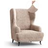 PAULATO BY GA.I.CO. PAULATO - Copripoltrona con Orecchie 1 Posto Wing Chair Elasticizzato in Microfibra, Tessuto Antigraffio Lavabile in Lavatrice, Tecnologia Brevettata WavyTech, Tortora - Made in Italy