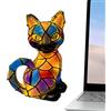 Qkbuza Lampada in colorato Lampada da tavolo a forma di gatto in colorato in resina, 17 x 10 x 10 cm, simpatico gatto nero, lampade da comodino a LED scultura spettrale a tema domestico