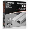 Eurocali Profilo Alluminio a incasso per Strisce LED con copertura Professionale Milky Made in Italy MedusaFlex in Policarbonato 2000 x 17.4 x 7mm - Cover standard opaca inclusa