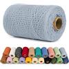 LEREATI Corda Macrame 1mm x 200m Filo Macrame Cordoncino Cotone Spago Colorato, Macramè Filo Cordino per Borse Uncinetto, Arazzo da Parete, Decorazioni, Fai da Te Artigianale (Bianco Grigio)