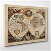 ConKrea QUADRO SU TELA - INTELAIATO - Antica Mappa 1646 Mondo - Emisfero - Terra - World Map - Cartina Geografica - 70x100m - Spessore 4cm - (cod.016)