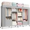 FOLREORP Cabina Armadio componibile con chiusura zip antipolvere Guardaroba in Tessuto con Barre Appendiabiti, Ripiani e ruote Organizzatore Portabiti per soggiorno cabina armadio Armadio per abbigliamento