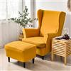 CHNSHOME Copripoltrona con Orecchie 1 Posto Elasticizzato 2 Pezzi Coprisedile con Orecchie Fodera per Pouf Fodere per poltrone Elastiche Cachi