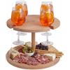 Mottiwood Alzatina 4 Bicchieri, Vassoio Aperitivo, 2 Ripiani, 4 Spazi Porta Bicchieri, 100% Legno Faggio, Idea Unica, Dimensioni: 32,5x23hcm