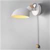 ZENGWEI Applique da parete a LED con catena a tirante, lampada da parete retrò in legno opaco regolabile, applique da parete in metallo per interni, per soggiorno salotto camera da letto,White WZSS