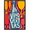 ConKrea Quadro su Tela Canvas INTELAIATO - con Cornice - in Vino Veritas - Enoteca Vino - Illustrazione Cubista - 50x70cm - Stile Moderno Nero - (cod.3037)