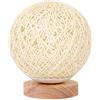 Beenle-Icey Lampada da tavolo a LED in rattan - Lampada da comodino decorativa in legno con USB e luce notturna luna, per camera da letto, soggiorno e sala caffè (colore crema)