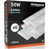 Eurocali Plafoniera LED soffitto 150cm 50W Lineare 6000 lumen - Luce Bianco Freddo 6500K - Pacco da 6 plafoniere