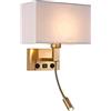Auoeer Applique Da Parete In Tessuto Applique Da Comodino Con Porta Di Ricarica USB Perfette Per La Camera Da Letto Soggiorno Lampada Da Parete Dell'hotel Con Faretto Da Lettura A LED