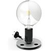 FLOS Lampadina Lampada da Tavolo a Luce Diretta/Diffusa, Lampada Design da Achille Castiglioni, Include Lampadina Globolux Vetro Trasparente con Parziale Sabbiatura, 230 V, 5 W, 125x240mm, Nero