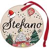 Corredino Neonato Pallina di Natale Personalizzata con Nome Stefano, Decorazione Natalizia in legno 100% Italiana, cerchietto albero natale da 8 cm (legno, Stefano)