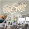 Dceinz LED Lampadario Ventilatore APP Dimmerabile Reversibile Grande Plafoniera Con Ventilatore E Telecomando Silenzioso 6 Velocità Luce Con Ventilatore Smart Moderno 35inch Per Camera Da Letto, Cucina-White